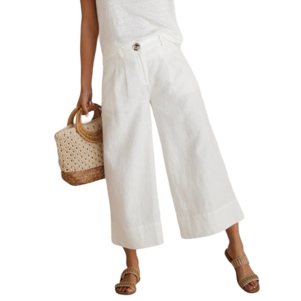 Soft Surroundings White Wide-Leg Cropped Pants